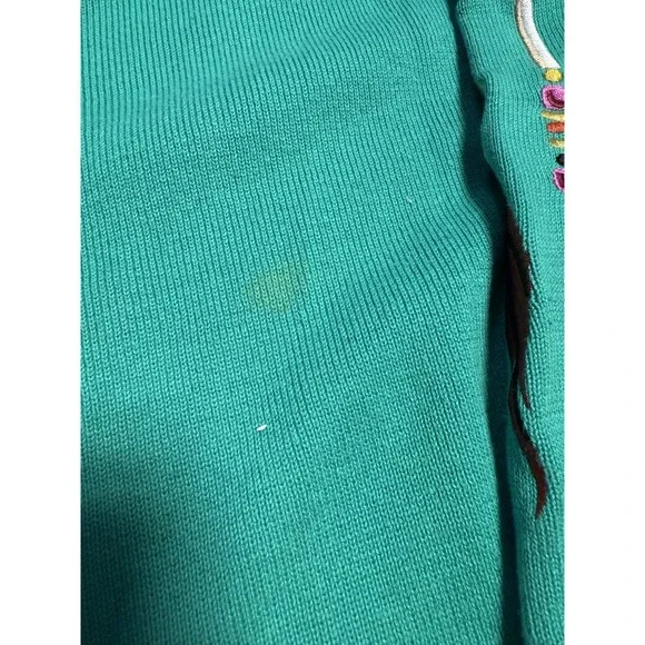 Bob Mackie Cardigan Womens Sweater 1X Green Embroidered‎ Dream Catcher Button XL - Picture 7 of 7